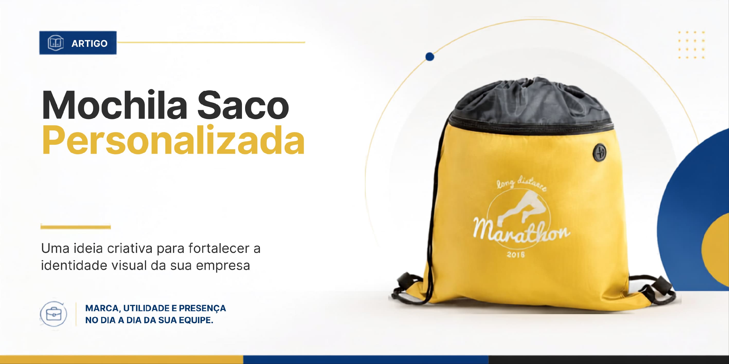 Mochilas saco personalizadas dispostas em ambiente de evento e atividade corporativa